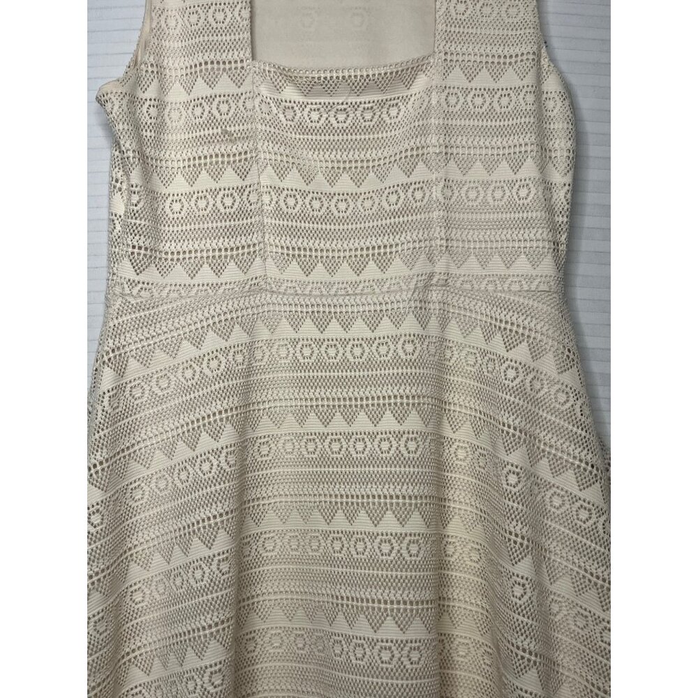 Papaya Size L Sleeveless Ivory Crochet Fit & Flare Dress Back Zipper Closure - Picture 9 of 16
